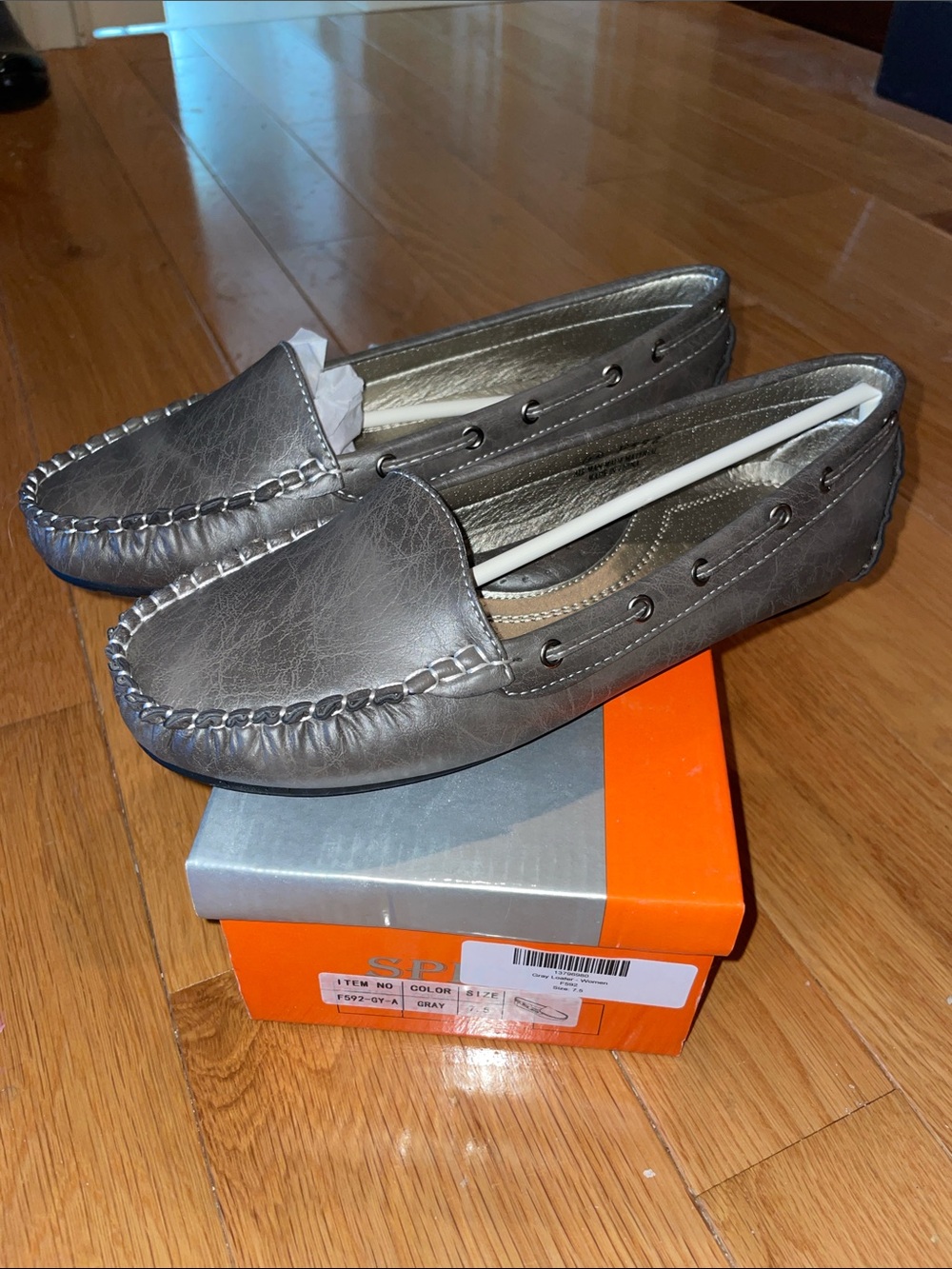 Spicy Gray Women's Driving Loafers - Slip-On Flats 7.5
